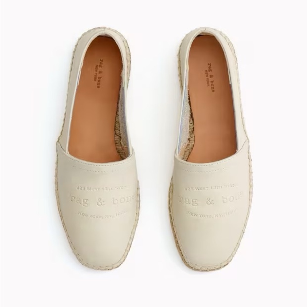 NIB 37.5 Rag & Bone Leather Edie Espadrilles in Antique White ($275)
